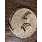 Naspar 8 Parça Hasır Jüt Supla / Amerikan Servis & Bardak Altlığı / Kahve Sunum 32 Cm - 32 x 32