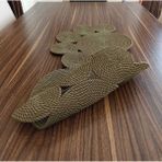 Naspar Haki Yeşil Runner / Masa / Salon Sehpa Örtüsü (75 x 34) - Ekru - 75 x 55 cm