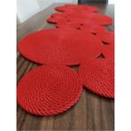 Naspar Kırmızı Runner / Masa / Salon Sehpa Örtüsü (105 x 34) - Hasır - 105 x 45 cm