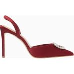 Nass Kyra 100 Kristal Tokalı, Saten Slingback Stiletto - Bordo