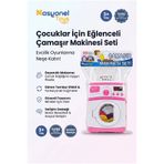 NASYONEL TOYS Çocuklar İçin Eğlenceli Pembe Beyaz Oyuncak Çamaşır Makinesi Seti Evcilik Oyunu