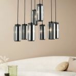 Natali 8 Li Yuvarlak Siyah Modern Kristalli, Taşlı Modern Tasarım Kristal Salon Sarkıt Avize