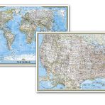National Geographic World and United States Maps - Classic (Poster Size: 36 X 24 In) [Map Pack Bundle]