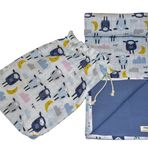 Natolya Müslin Battaniye Organik%100 Pamuk Happy Sheep - (100 x 110 cm) (waffle muslin, Blue)
