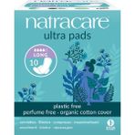 Natracare Ultra Uzun Kanatlı Hijyenik Ped - Organik Pamuk, Doğa Dostu, Klor ve Parfüm İçermeyen, 10'lu Paket, Kadınlar İçin