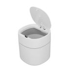 Natudeco Mini çöp kovası, küçük çöp sepeti, çöp kutusu, kapaklı temizlik kutusu, masaüstü çöp kovası, çöp sepeti, sehpa, makyaj masası, tezgah için masaüstü çöp kovası (beyaz)