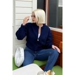 NATUFIAN STORE Kadın Lacivert Basic Fermuarlı Triko Hırka