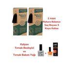 Natura Balance 3 Koyu Kahve 2 Adet Saç Boyası + Kalyon Tırnak Besleyici ve Bakım Yağı