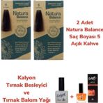 Natura Balance 5 Açık Kahve 2 Adet Saç Boyası + Kalyon Tırnak Besleyici ve Bakım Yağı