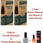 Natura Balance 6 Koyu Kumral 2 Adet Saç Boyası + Kalyon Tırnak Besleyici ve Bakım Yağı