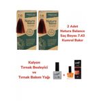 Natura Balance 7.43 Kumral Bakır 2 Adet Saç Boyası + Kalyon Tırnak Besleyici ve Bakım Yağı