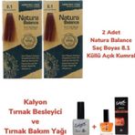 Natura Balance 8.1 Küllü Açık Kumral Bakır 2 Adet Saç Boyası + Kalyon Tırnak Besleyici ve Bakım Yağı