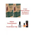 Natura Balance 8 Açık Kumral Bakır 2 Adet Saç Boyası + Kalyon Tırnak Besleyici ve Bakım Yağı