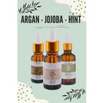 Natural Argan Yağı - Jojoba Yağı - Hint Yağı Üçlü Saç ve Cilt Bakım Seti