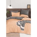 Natural Çift Taraflı Çift Kişilik Nevresim Takımı Gri Somon - Somon - Gri - 200 x 220 cm