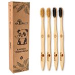 NATURALLY Biyobozunur Çevre Dostu Doğal Bambu Kömür Diş Fırçaları - 4'lü Paket - Numaralı - Kömür Demlenmiş Kıllar (4)