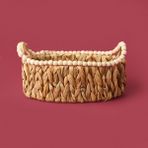 Naturalove 33x20x12 cm Kahverengi Boncuklu Hasır Sepet