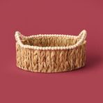Naturalove 38x24x14 cm Kahverengi Boncuklu Hasır Sepet