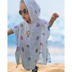 Naturalp 2 Kat Müslin Kapşonlu Panço Bornoz Deniz Plaj Havuz Havlu Çocuk Bebek Erkek Kız Muffin - Multi - 6 - 9 Yaş