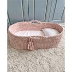 Naturalp Örgü Bebek Puseti - Puset Beşik - Bebek Yatağı - Moses Basket - Ana Kucağı - Baby Nest Pembe - 70*38