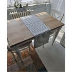 Naturalp Pötikare Desenli Leke Tutmaz Keten Duck Kumaş Runner Masa Örtüsü Gri Beyaz Kareli 35x140 Cm - Gri - Beyaz - 35 x 145 cm