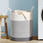NaturaWeave Jüt Hasır Kirli Sepeti Banyo Sepeti Giyisi Havlu Battaniye Dergi Oyuncak Düzenleyici Saksı Sepet Organizer Hafif Kulp Detaylı Yumşak Ve Dayanıklı Karavan Organizeri (GRİ-KIRÇIL)