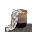 NaturaWeave Jüt Hasır Kirli Sepeti Banyo Sepeti Giyisi Havlu Battaniye Dergi Oyuncak Düzenleyici Saksı Sepet Organizer Hafif Kulp Detaylı Yumşak Ve Dayanıklı Karavan Organizeri (HASIR-SİYAH-KIRÇIL)