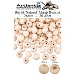 Naturel Ahşap Boncuk 26Mm 20 Li 1 Paket Ham Boyanabilir Ahşap Yuvarlak Doğal Boncuklar Takı Tasarım Ektinlik Kreş Okul