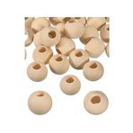 Naturel Ahşap Boncuk 32mm 10 lu 1 Paket Ham Boyanabilir Ahşap Yuvarlak Doğal Boncuklar Takı Tasarım Ektinlik Kreş Okul