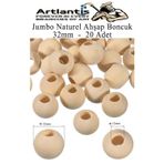 Naturel Ahşap Boncuk 32Mm 20 Li 1 Paket Ham Boyanabilir Ahşap Yuvarlak Doğal Boncuklar Takı Tasarım Ektinlik Kreş Okul