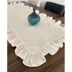 Naturel Fırfırlı Runner Örtü Ham Keten Vintage Bej 40x110