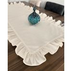 NATUREL Fırfırlı Runner Örtü Ham Keten Vintage BEJ 40X140