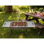 Naturel Metal Sehpalı Galvaniz Katlanabilir Portatif Mangal Krom Izgara 50CM - Natürel