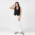 Naturel Müslin Yelek, V Yaka, Düğmeli, Organik Kumaş, İki Katlı, Oeko-Tex Sertifikalı (Siyah, XL)