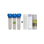 Naturel Su Arıtma Sistemleri Atlas 10" Üçlü Daire Girişi Su Arıtma Cihazı (ithal) Yıkanabilir + Silifoz + Blok Filtre