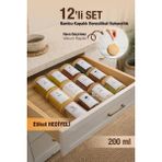 Naturelove 12 Etiketli Vakumlu Bambu Kapaklı Borosilikat Cam Baharatlık 12X200ML
