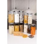 Naturelove 12 Li 2 Boy 800 - 1600 ml Borosilikat Cam Kavanoz Vakumlu Metal Kapaklı Erzak Saklama Kabı Etiketli