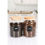 naturelove 2'li Ahşap Vakumlu Kapaklı Çay ve Kahve Kavanozu Saklama kabı Cam 1000 ML