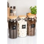 naturelove 3'lü Ahşap Vakumlu Kapaklı 1400 Ml Çay Şeker Kahve Erzak Saklama Kavanozu