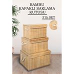 naturelove 3'lü Bambu Kapaklı Saklama Kutusu Seti – Çok Amaçlı Dekoratif Düzenleyici Sepet & Oyuncak Kutusu