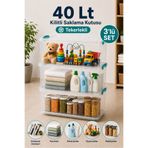 naturelove 3'lü Set 40 Lt Tekerlekli Kilitli Saklama Kutusu Çok Amaçlı Düzenleyici Hırdavat Oyuncak Erzak Kabı
