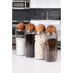naturelove 4 lü Ahşap Top Kapaklı Dekoratif Çay, Kahve, Şeker, Tuz Saklama Kavanozu 1500 ML Cam