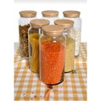 Naturelove 6 Lı Bambu Kapaklı Vakumlu 1300ML Cam Kavanoz