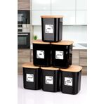naturelove 6'Lı 900 Ml Siyah Ahşap Vakumlu Kapaklı Akrilik Saklama Kavanozu Kabı ve Kutusu 900 ml ETİKETLİ