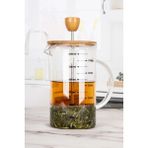 Naturelove Borosilikat Cam Lüx 600 ml Bambu Kapaklı French Press - Ölçü Kabı