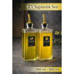 naturelove Felice Cam Yağdanlık Sızdırmaz Metal Kapak Ayçiçek Zeytinyağı Etiketli Yağlık Sosluk Sirkelik 500ml