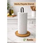 naturelove Metal & Bambu Kağıt Havluluk - Mutfak Düzenleyici Kağıt Havlu Standı - Tezgah Üstü Havlu Tutucu