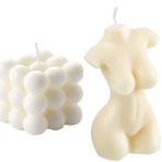 NatureMan Bubble Candle - Cube soya mumu, kadın vücut şeklinde mum, estetik ev dekorasyonu, kokulu mum seti, 2 adet, ev için ve hediye olarak