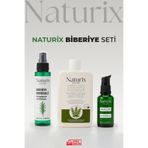 Naturix 3'lü Saç Bakım Seti - Dökülme Karşıtı ve Hızlı Saç Uzatan Doğal Biberiye Şampuanı Yağı ve Tonik Seti