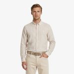Nautica Erkek Bej Regular Fit Çizgili Keten Gömlek-W65451T.2PY L